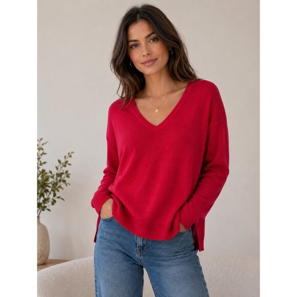 Halogen Sweaters - Halogen Nordstrom 100% Cashmere V-Neck Sweater Pink Medium